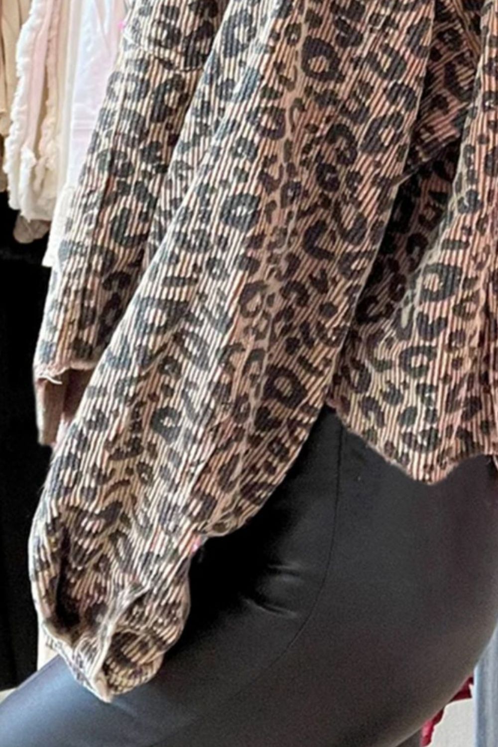 Leopard Button Down Long Sleeve Jacket