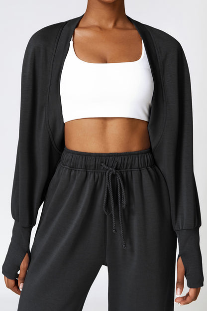 Open Front Long Sleeve Cropped Active Outerwear