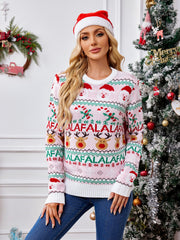 Christmas Element Round Neck Long Sleeve Sweater