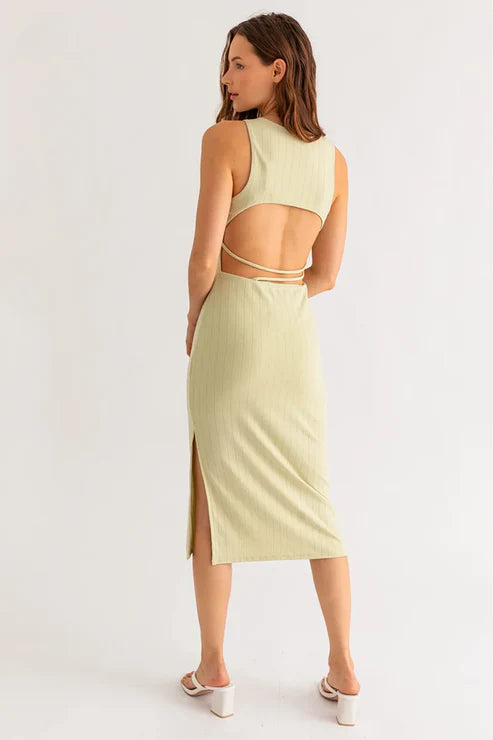 Sleeveless Open Back Side Slit Maxi Dress