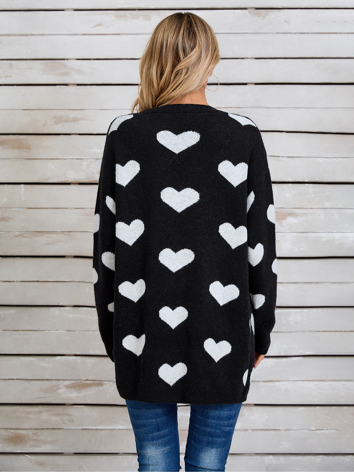 Angel Wings Heart Open Front Long Sleeve Cardigan