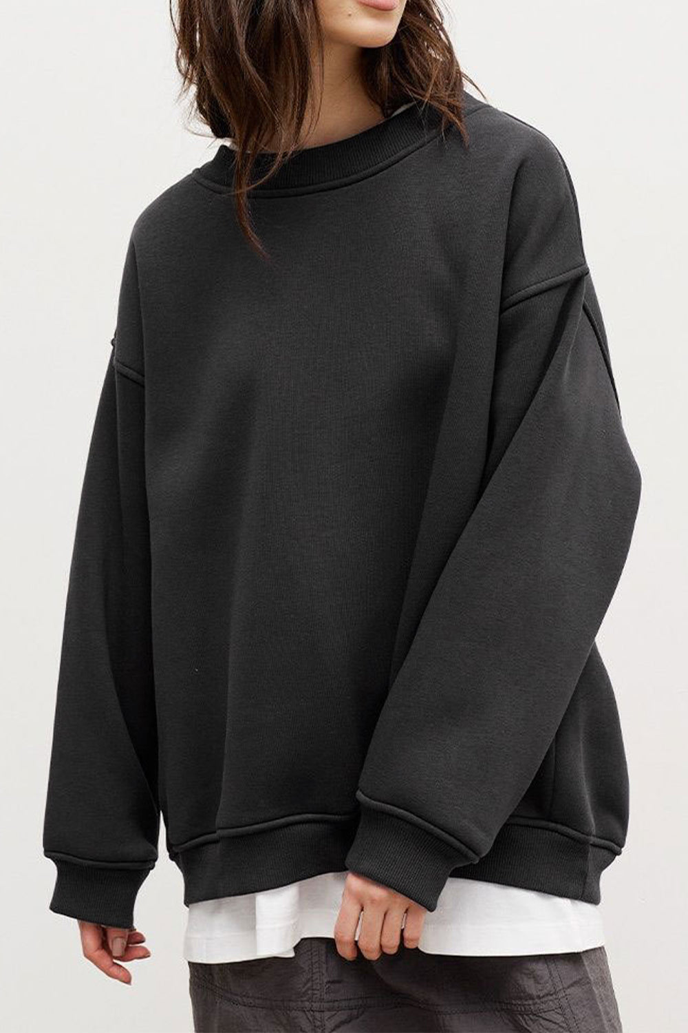 Oversize Round Neck Dropped Shoulder Sweatshirt