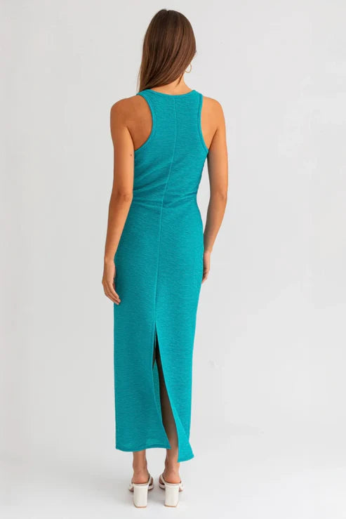 Jade Racerback Style Textured Fabric Maxi Dress