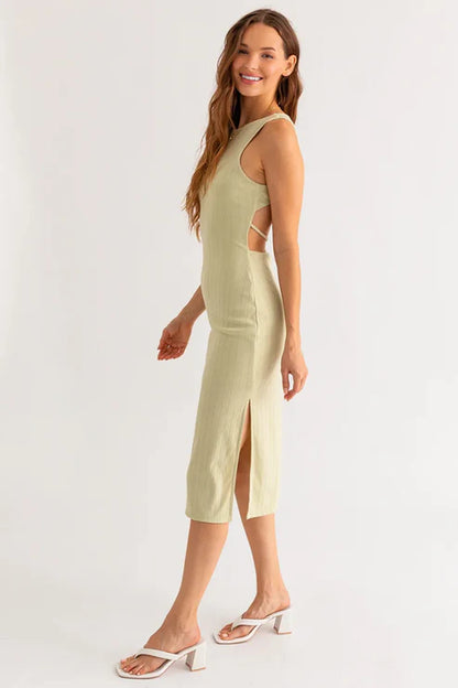 Sleeveless Open Back Side Slit Maxi Dress