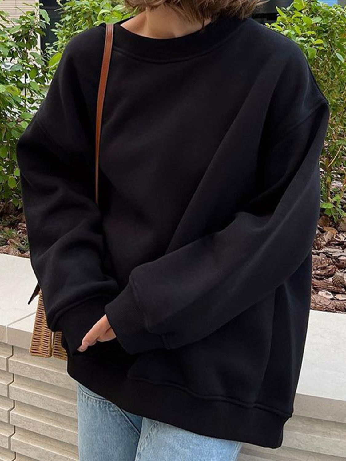 Oversize Round Neck Dropped Shoulder Sweatshirt