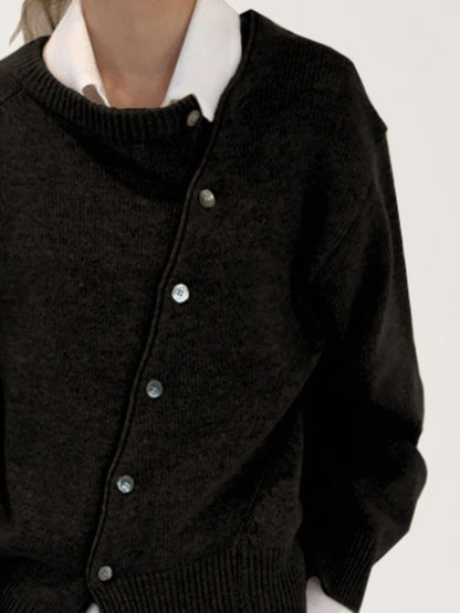 Dropped Shoulder Buttoned Cardigan