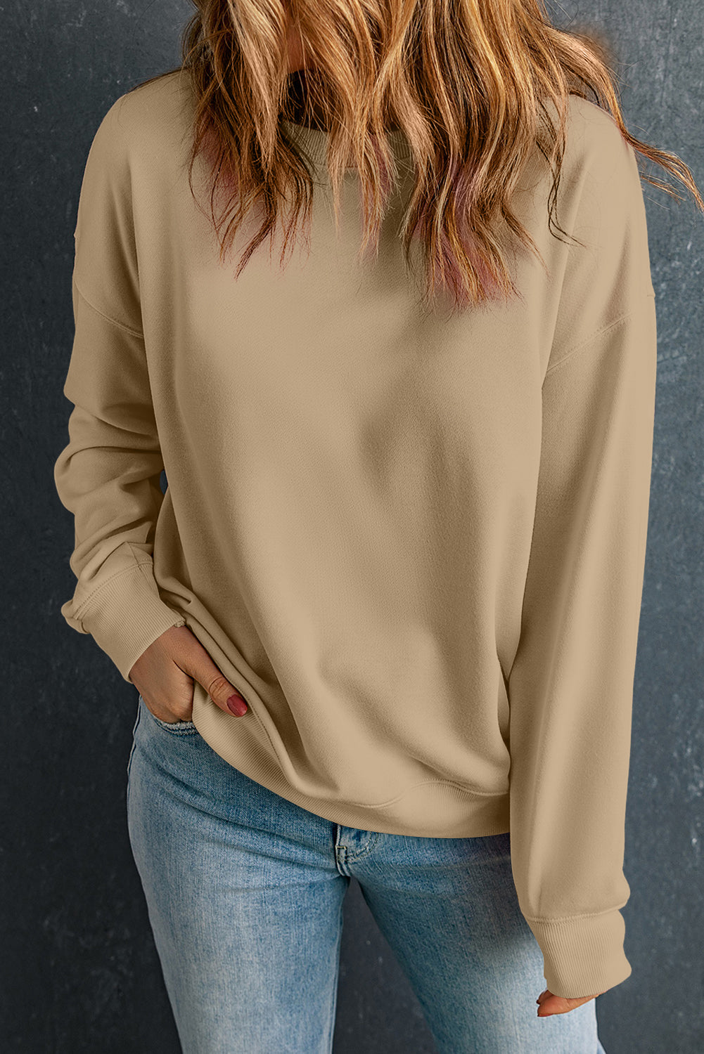 Round Neck Dropped Shoulder Sweatshirt