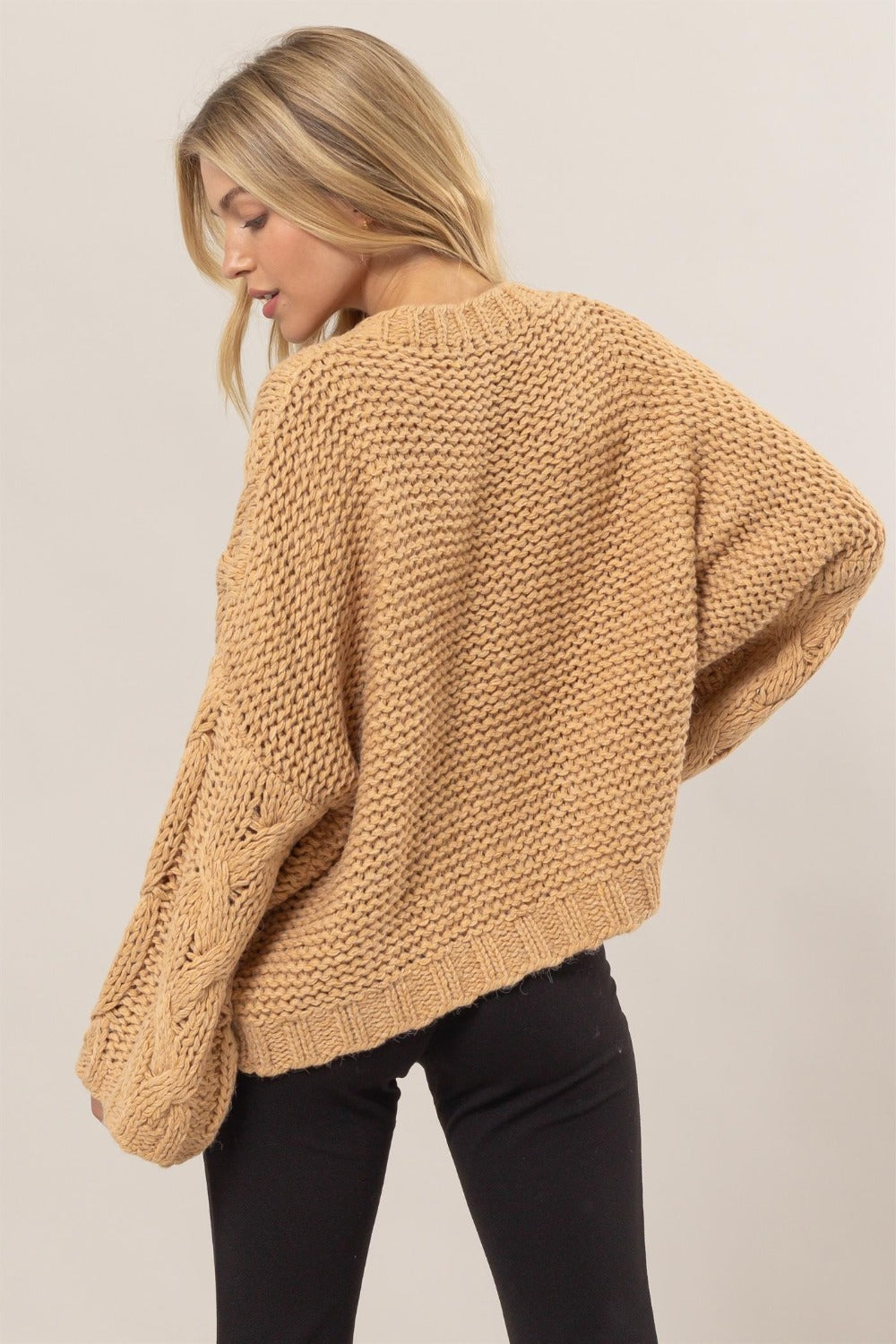 HYFVE Cable Knit V-Neck Sweater