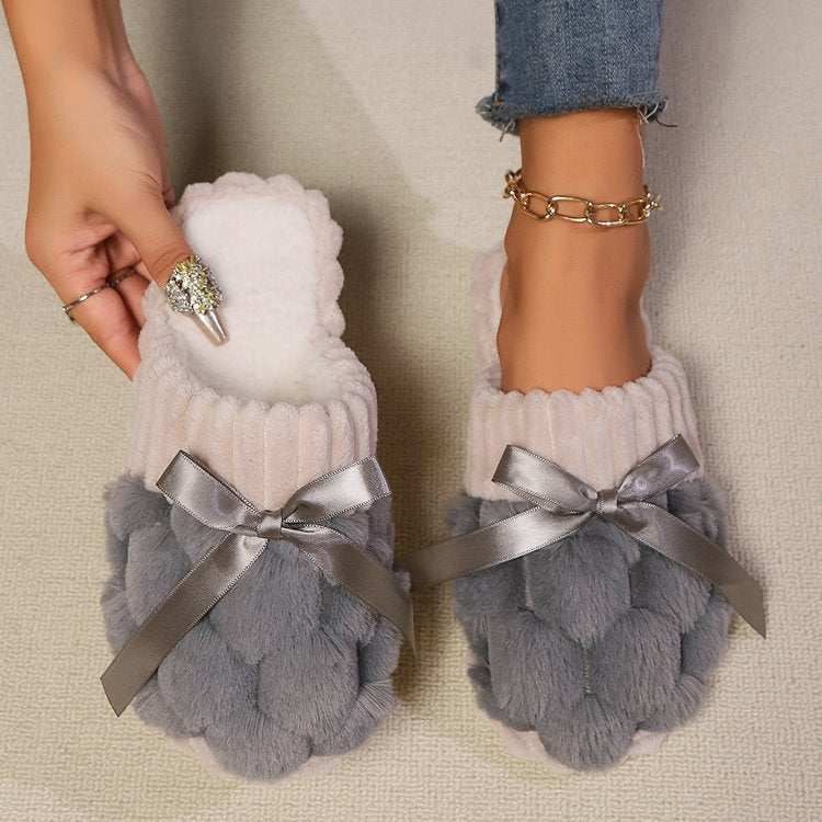 Bow Trim Contrast Slippers