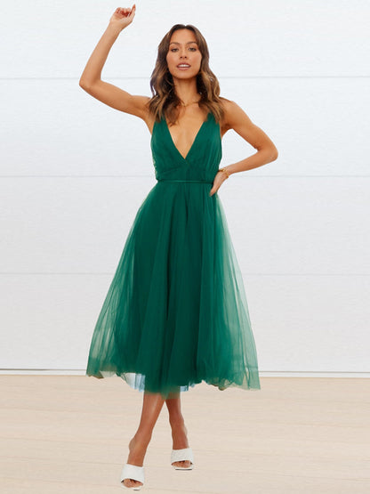 Backless Crisscross Sleeveless Midi Dress