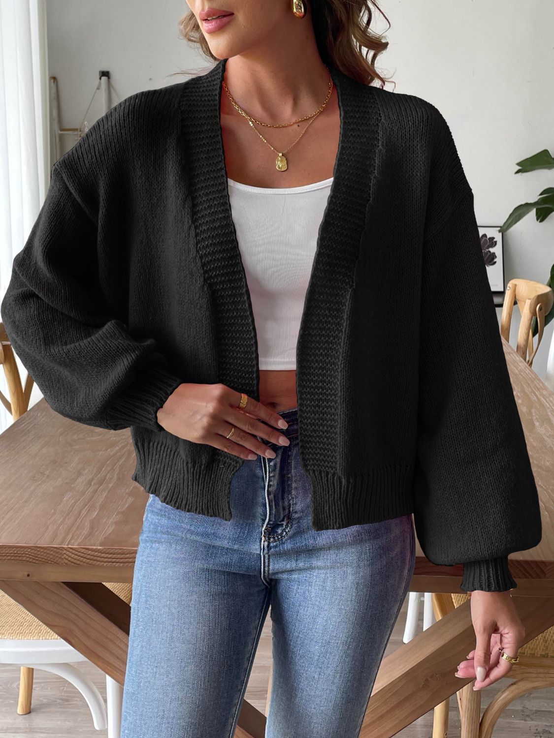 Open Front Long Sleeve Cardigan