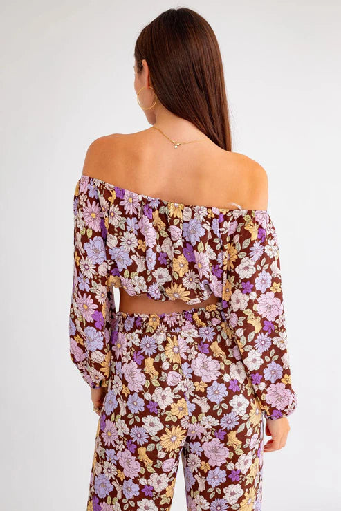 Long Sleeve Floral Crop Top