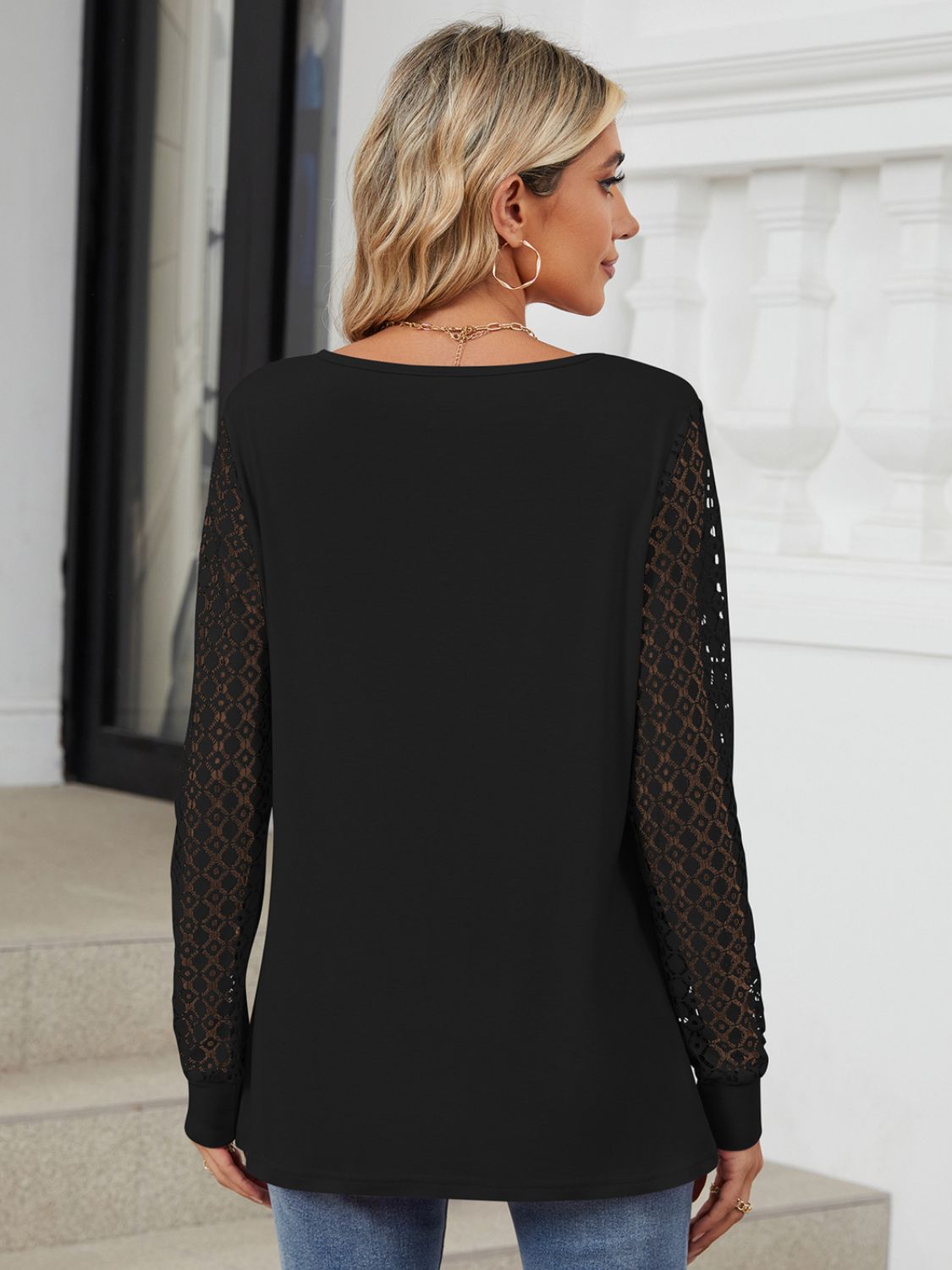 Cutout Round Neck Long Sleeve T-Shirt