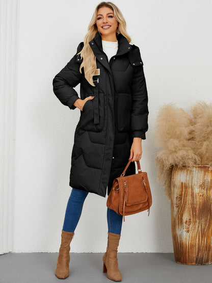 Long Sleeve Longline Hooded Winter Coat