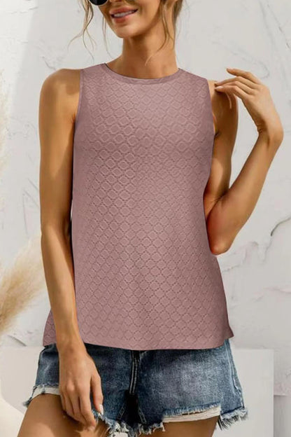 Eyelet Round Neck Tank