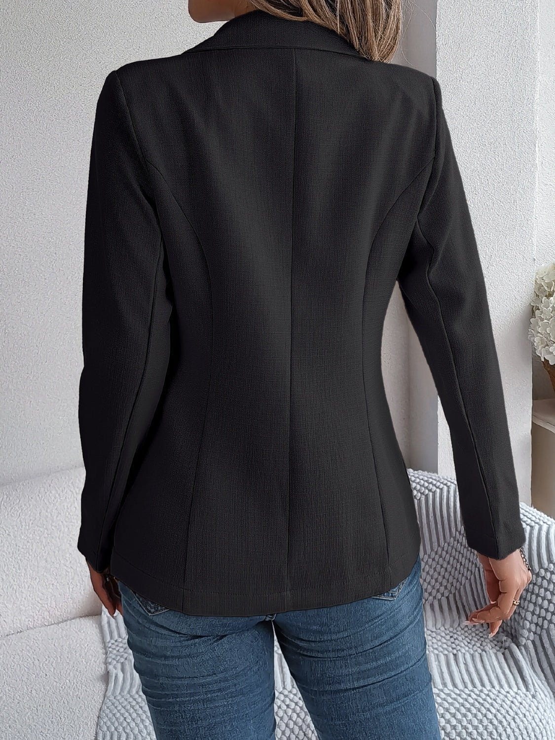 Decorative Pocket Flap Lapel Collar Long Sleeve Blazer