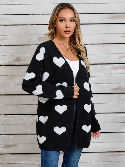 Angel Wings Heart Open Front Long Sleeve Cardigan