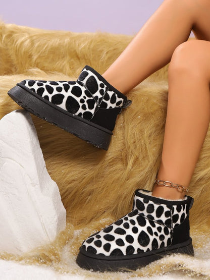 Thermal Animal Print Platform Boots