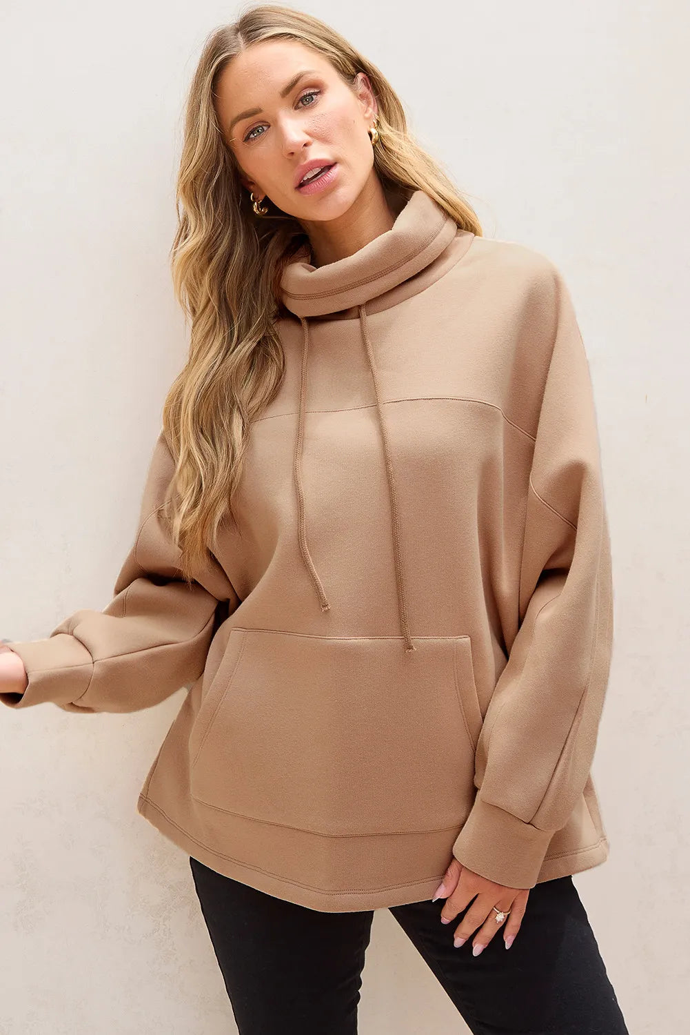 Drawstring Turtleneck Long Sleeve Sweatshirt