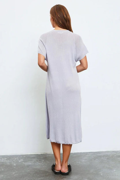 Relax Batwing Short Sleeve Sweater Midi Dress