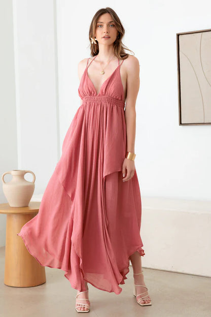 Tassel Fringe Strap Cutout Maxi Dress