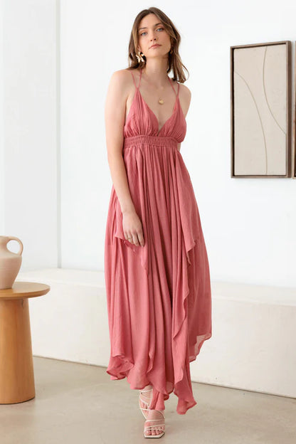 Tassel Fringe Strap Cutout Maxi Dress